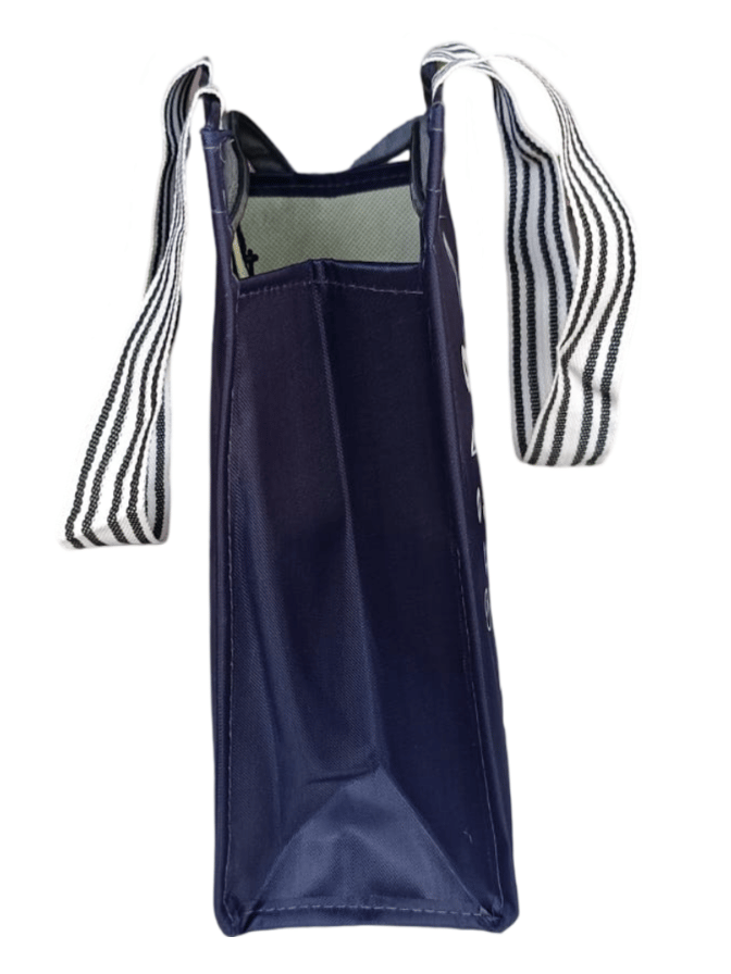 Navy Blue Striped Canvas Tote Bag view 2