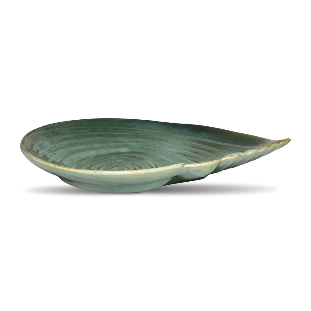 Ceramic Dining Emerald Green Sea Shell Glazed Ceramic Serving Platter view 2