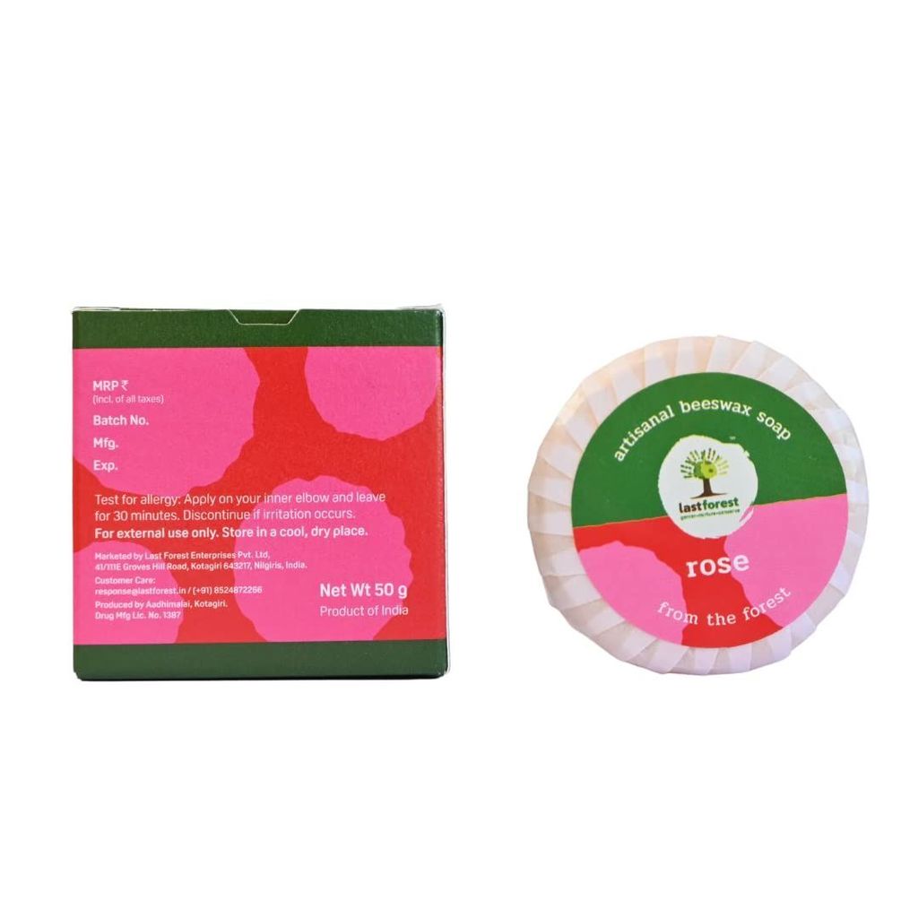 Last Forest Artisanal, Handcrafted, Handmade, Natural 'Pebbles' Beeswax Soap, Rose, 50g - 100% Natural Ingredients, Moisturizing, Natural Beeswax, Bathing Soap for Men and Women view 2