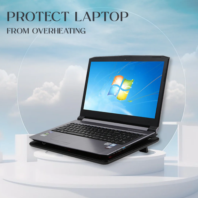 Refurbished CLAW Breeze C3 - 3 Motor Laptop Cooling Pad with Dual USB Hub (Black and Blue) view 2
