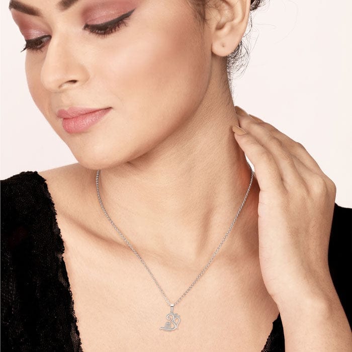 Silver Om Shivling Pendant with Chain view 2