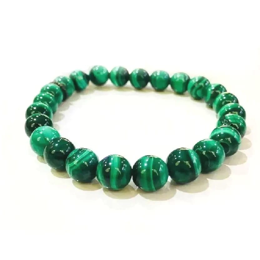 Ekdant Malachite Bracelet Natural Crystal Healing Bracelet Gemstone Jewellery Beaded Stone Bracelet for Men & Women, Bead Size 10 mm view 2