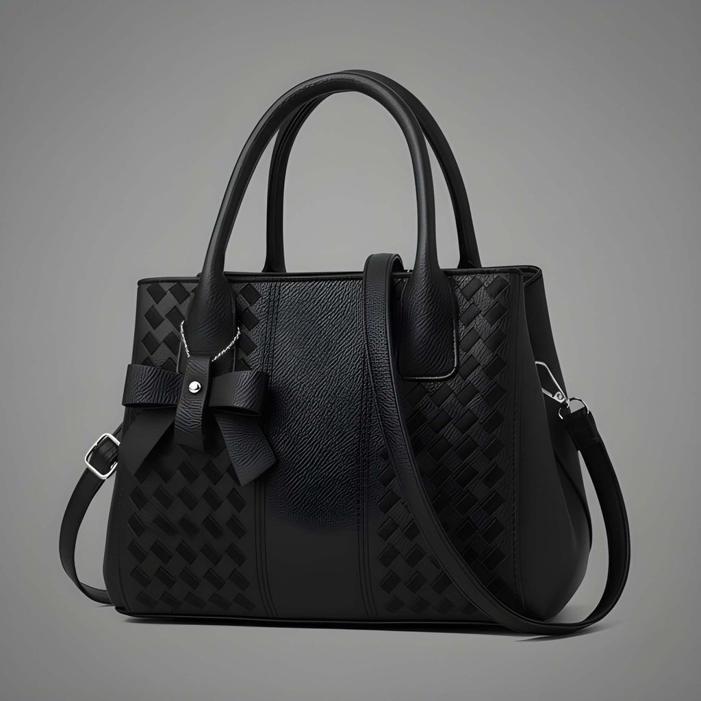 Women's Elegant PU Leather Carry Handbag with Decorative Scarf & Pom Pom | Stylish Tote Shoulder Purse (Heavy Quality) view 2