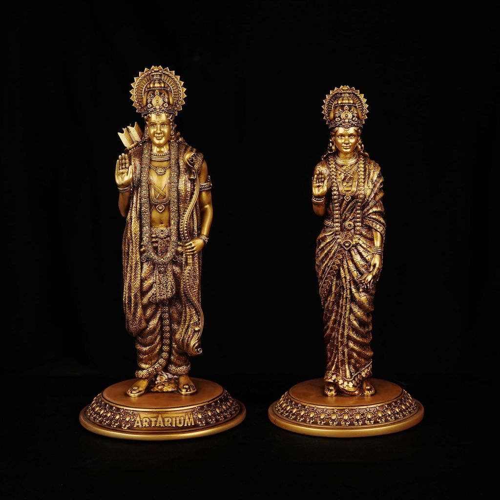 Artarium Handmade Lord Ram Sita Murti | Shri Rama Sita Statue | Ram Sita Murti for Home/Office. view 2