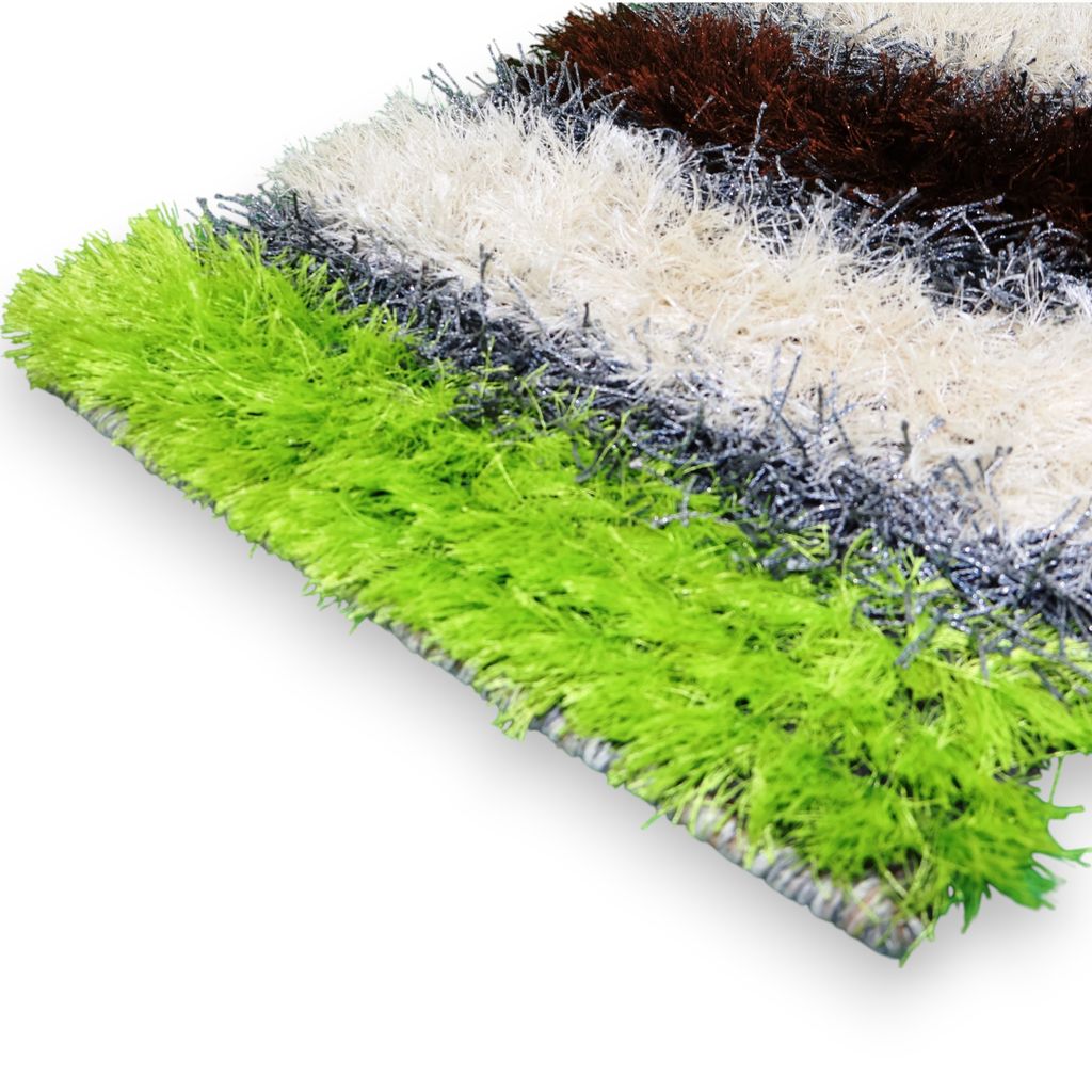 Eluru-Premium Multicolor Striped Shaggy Rug | Soft Decorative Floor Mat for Living Room, Bedroom & Entrance view 2