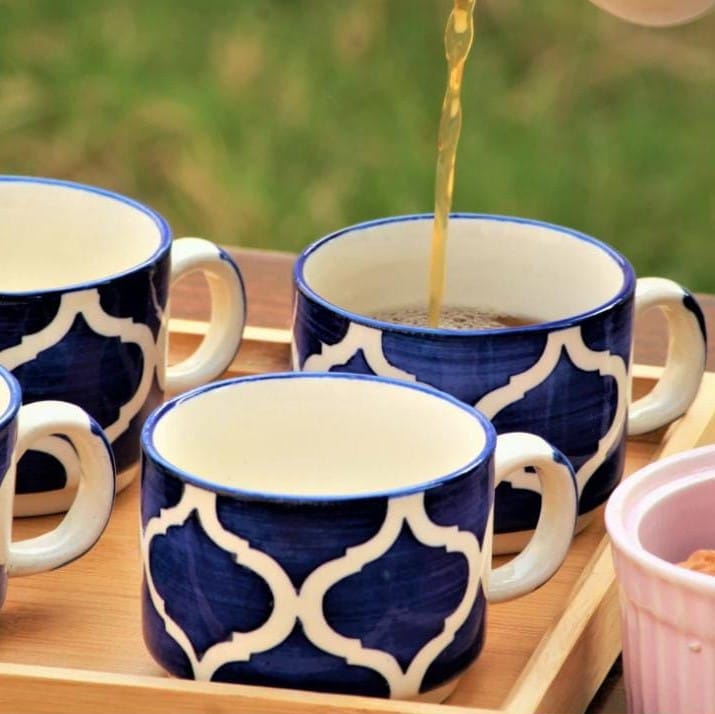 Homefrills Premuim Stoneware Hand Painted Moroccan design ceramic stylish Tea/Coffee Cups set of 6 view 2