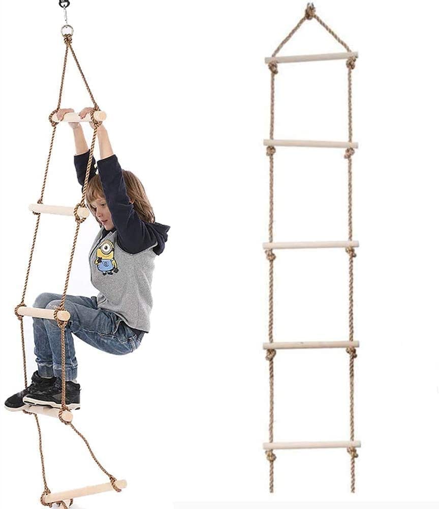 REZNOR Climbing Rope Ladder Ninja Ladder for Kids - Ninja Warrior Slackline Ladder, Playground Equipment - Ninja Obstacle Ladder Rope Swing for Children view 2