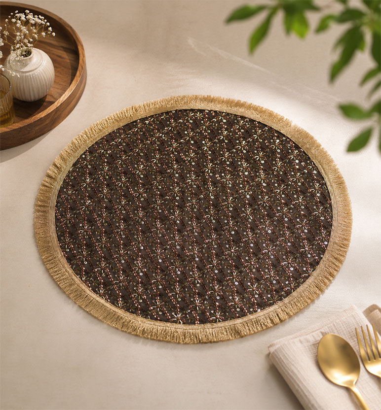 Handcrafted Zari Zardozi Cotton Table Mat