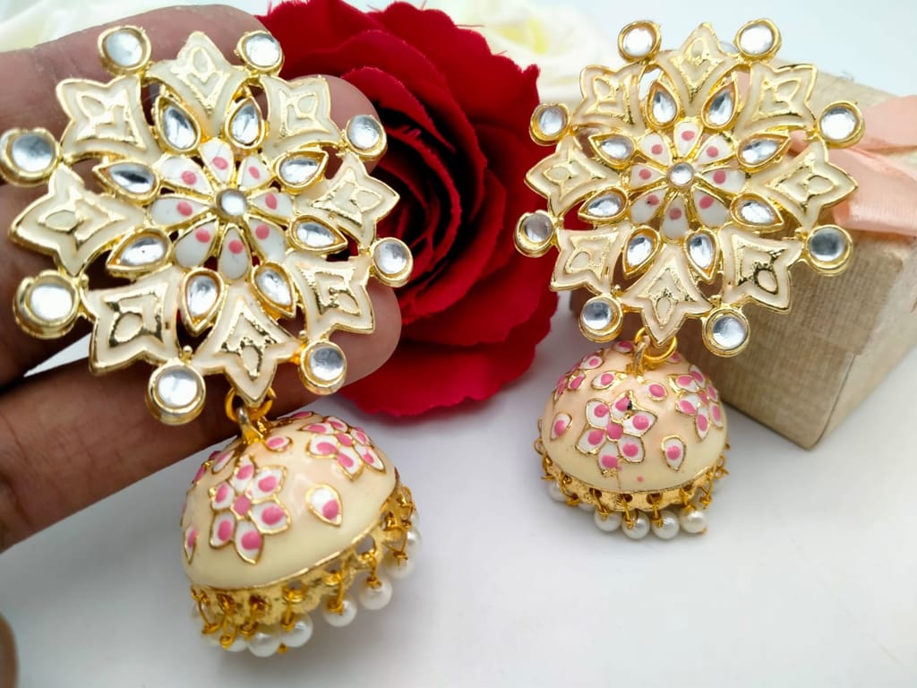 Stylish Ethnic Gold Plated Jhumki Earrings for Women view 2