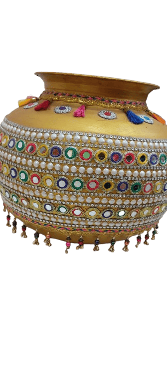 Designer Matka Kalash with Mirror Work for Wedding and Festival Decoration view 2
