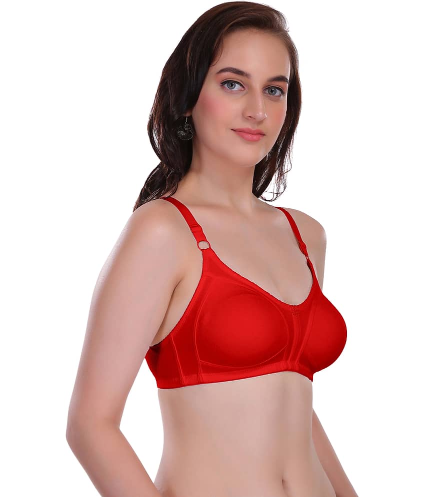 Eve's Beauty Poly Cotton Non Padded Women's Seamless Bra ( Red ) view 2