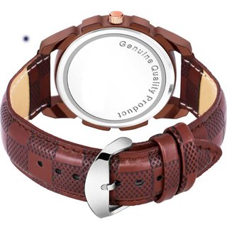 HRV Men's Round Dial Brown Strap Analog Watch view 2
