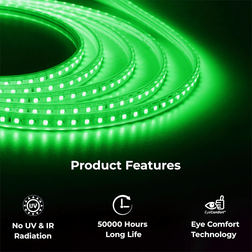 SPARKWORLD Green LED Rope Light Waterproof Decorative Strip for Outdoor & Indoor | Size: 20 M view 2