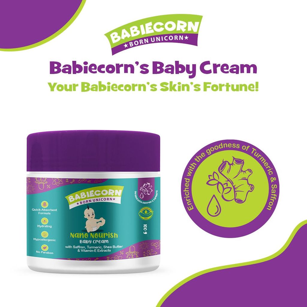 BABIECORN Nano Nourish Baby Cream Quick-Absorbent Hypoallergenic (100 g) view 2