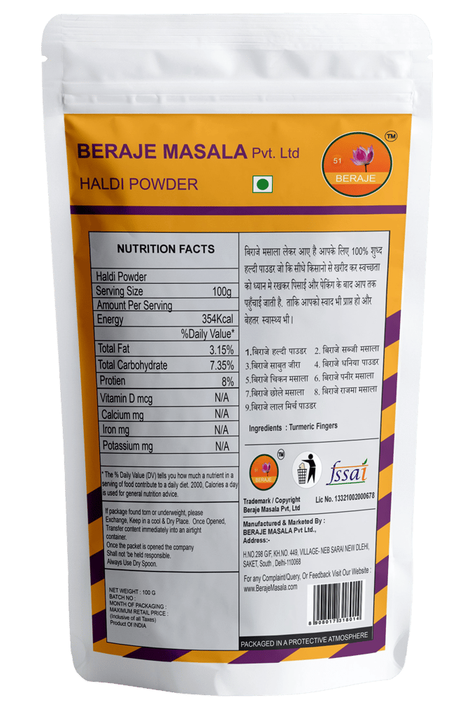 Beraje Masala Organic Turmeric Powder 100g, Haldi Powder view 2
