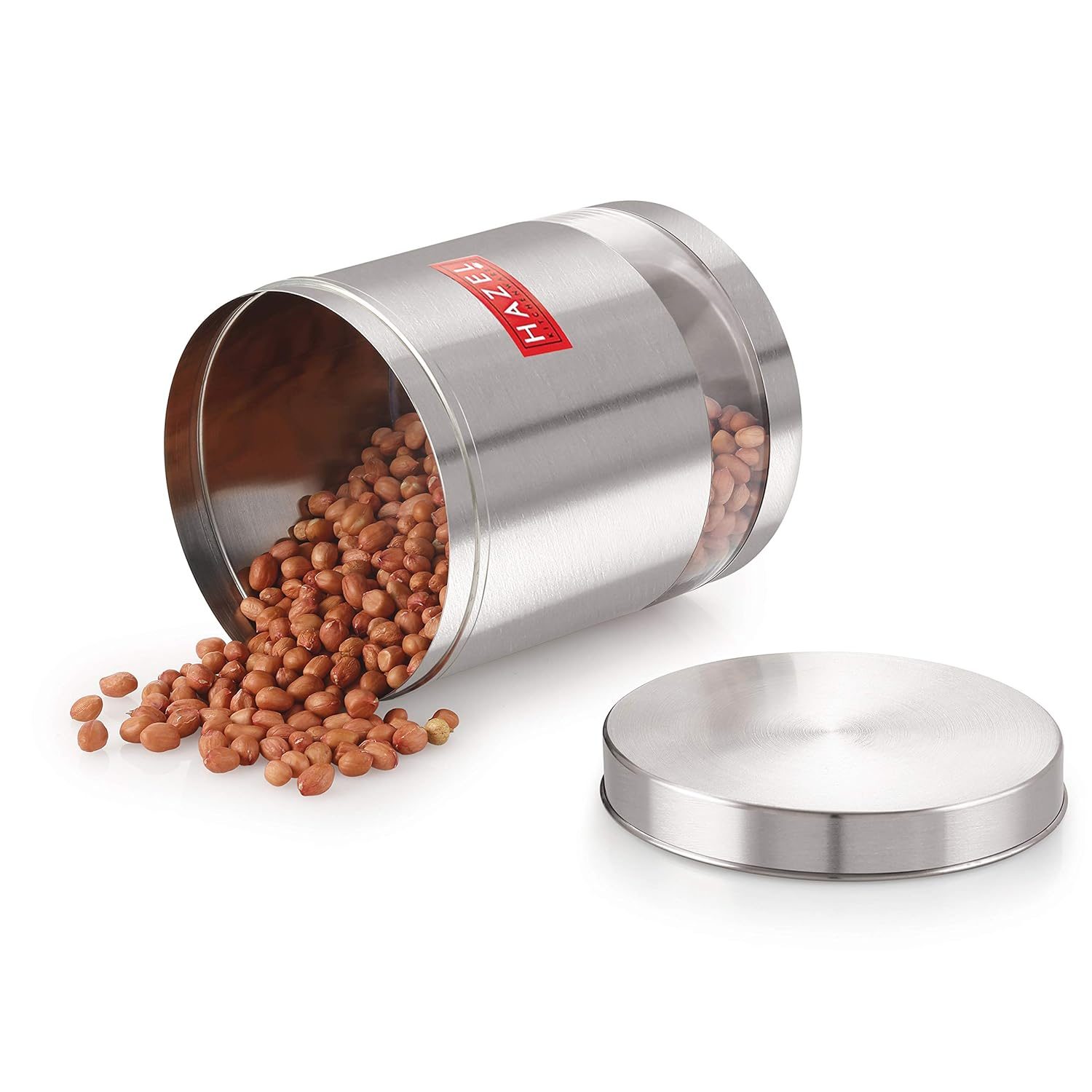 HAZEL Stainless Steel Containers Set for Kitchen , 3000 ml Each Storage Transparent See Through Matt Finish Storage Jars Dabba, Set of 6 view 2
