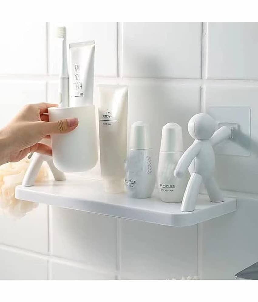 HINGOL Multipurpose Wall Mount Bath Shelf Organizer l Bathroom Shelf and Rack I Self-Adhesive Multipurpose Bathroom Shelf with Rack/ view 2