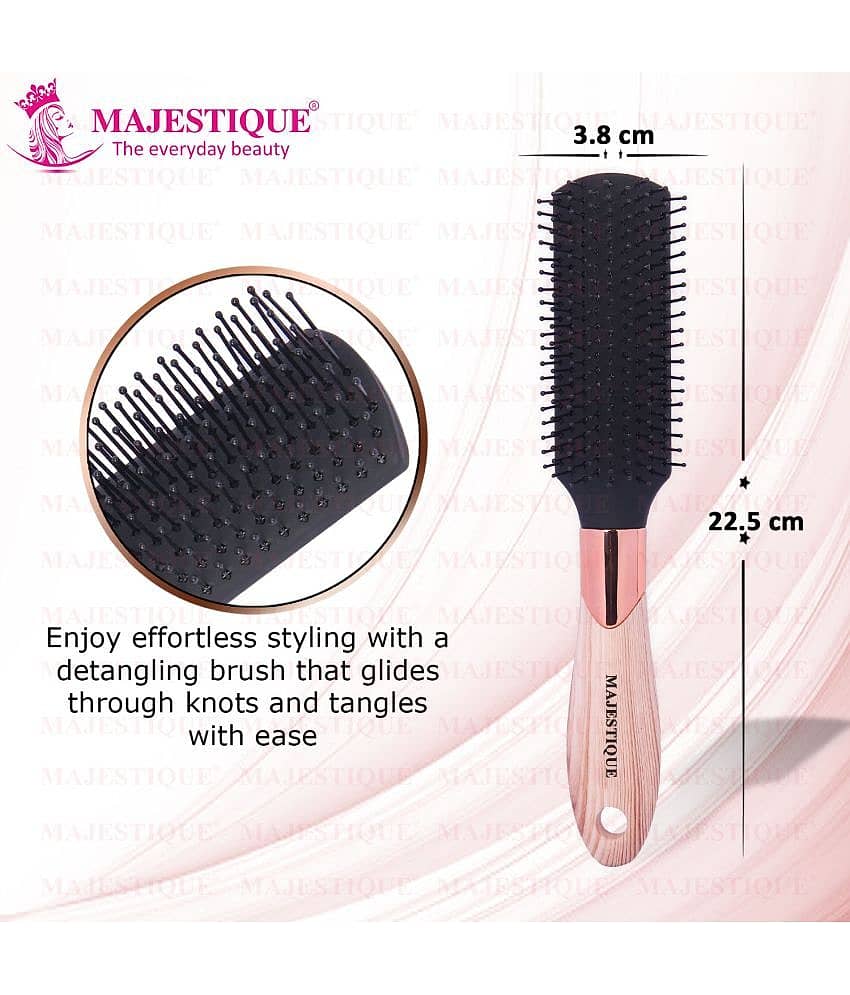 Majestique Prime Black Hair Brush 9 Row Flat Series Detangling Hair Brush for Men/Women - Pack of 1 view 2
