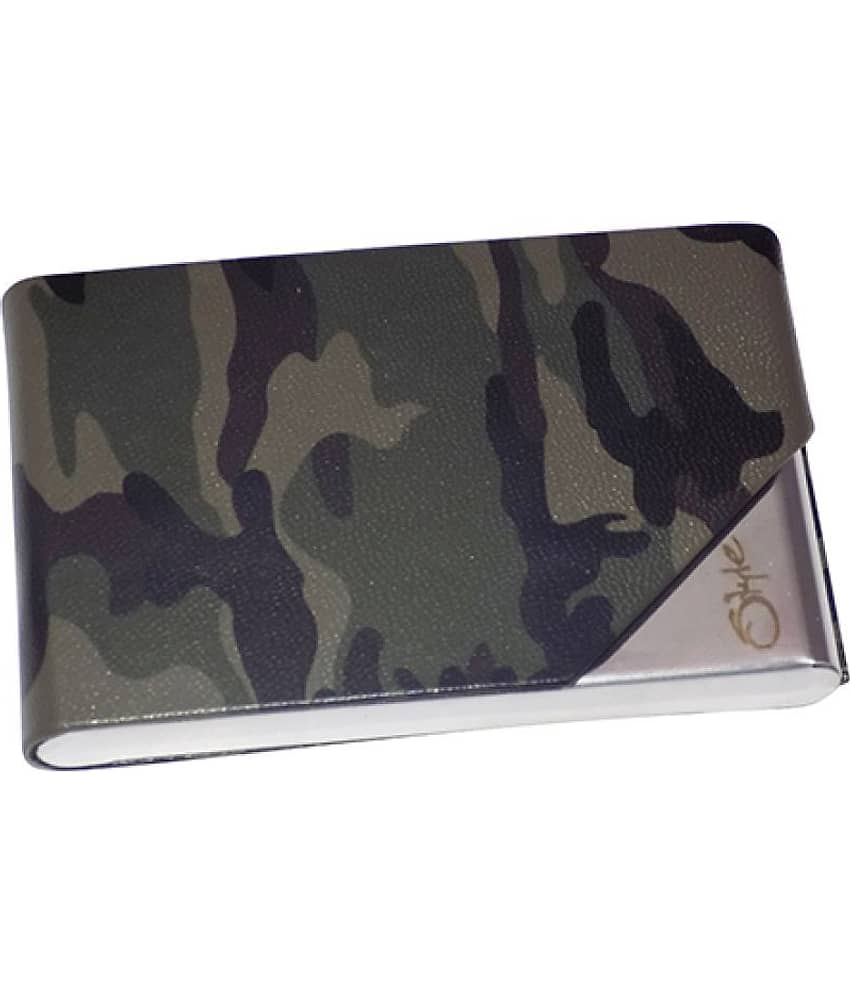 STYLE SHOES Leather Army Silver Green Atm, Visiting , Credit Card Holder, Pan Card/ID Card Holder , Pocket wallet Genuine Accessory for Men and Women view 2