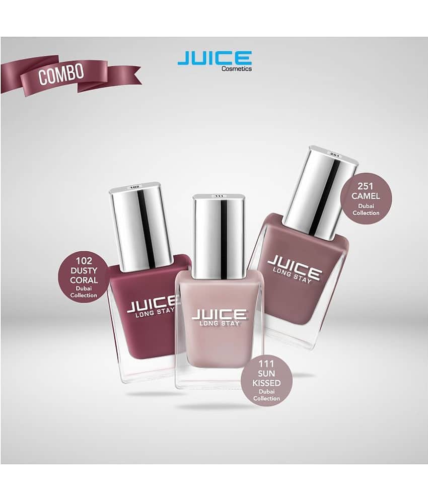 Juice DustyCoral, SunKissed, Camel Nail Polish 102, 111, 251 Long Nude Glossy Pack of 3 33 mL view 2