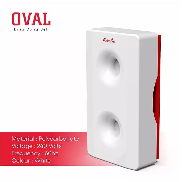 Fybros Bella Red & White Ding Dong Door Bell with Stereophonic Digital Sound, 9005 view 2