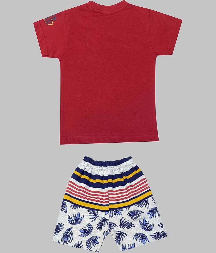 Kideon Pack of 1 Baby Boys 100% Cotton T-Shirt & Shorts ( Red ) view 2