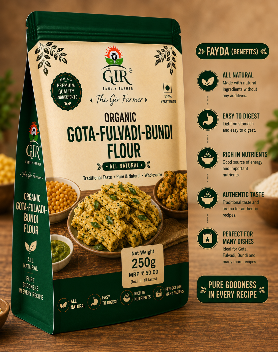 Organic Gota-Fulvadi-Bundi Flour - All Natural view 2