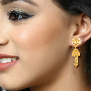 Vivastri Top Trending Alloy Gold Plated Jhumki Earrings for Women & Girls [VIVA2472ERG] view 2