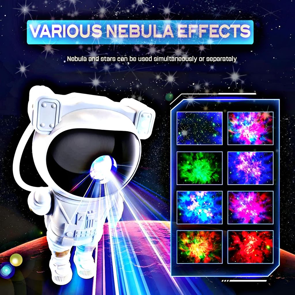 Astronaut Galaxy Projector with Remote Control, 360-degree Adjustable Nebula Night Light for Kids, Aesthetic Lamp for Bedroom, Home, Party & Gifts, Timer Settings, Star Projector for Gaming Room Decor view 2