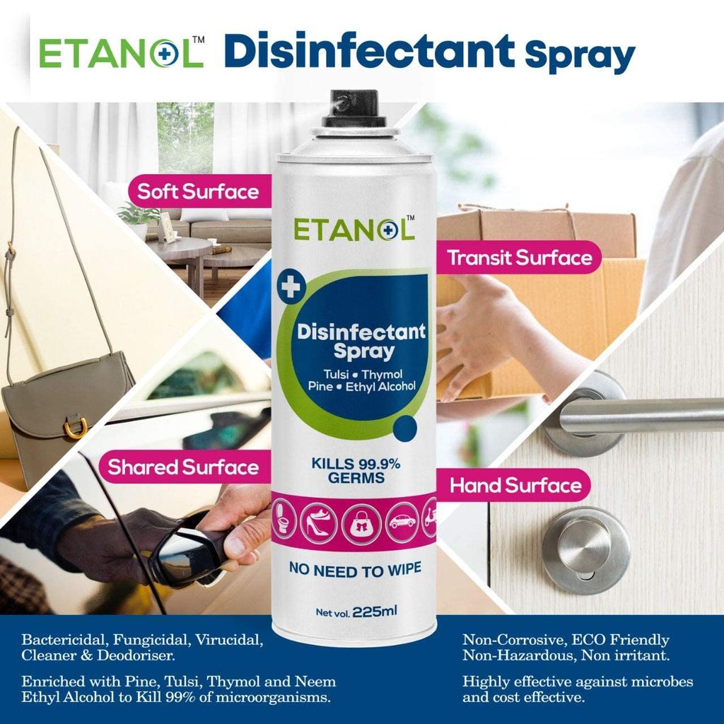 Disinfectant Spray for Hard & Soft Surfaces, Kitchen, Door Handles, Laptop, Mobile Phone, Office 225ml (Pack of 2) view 2