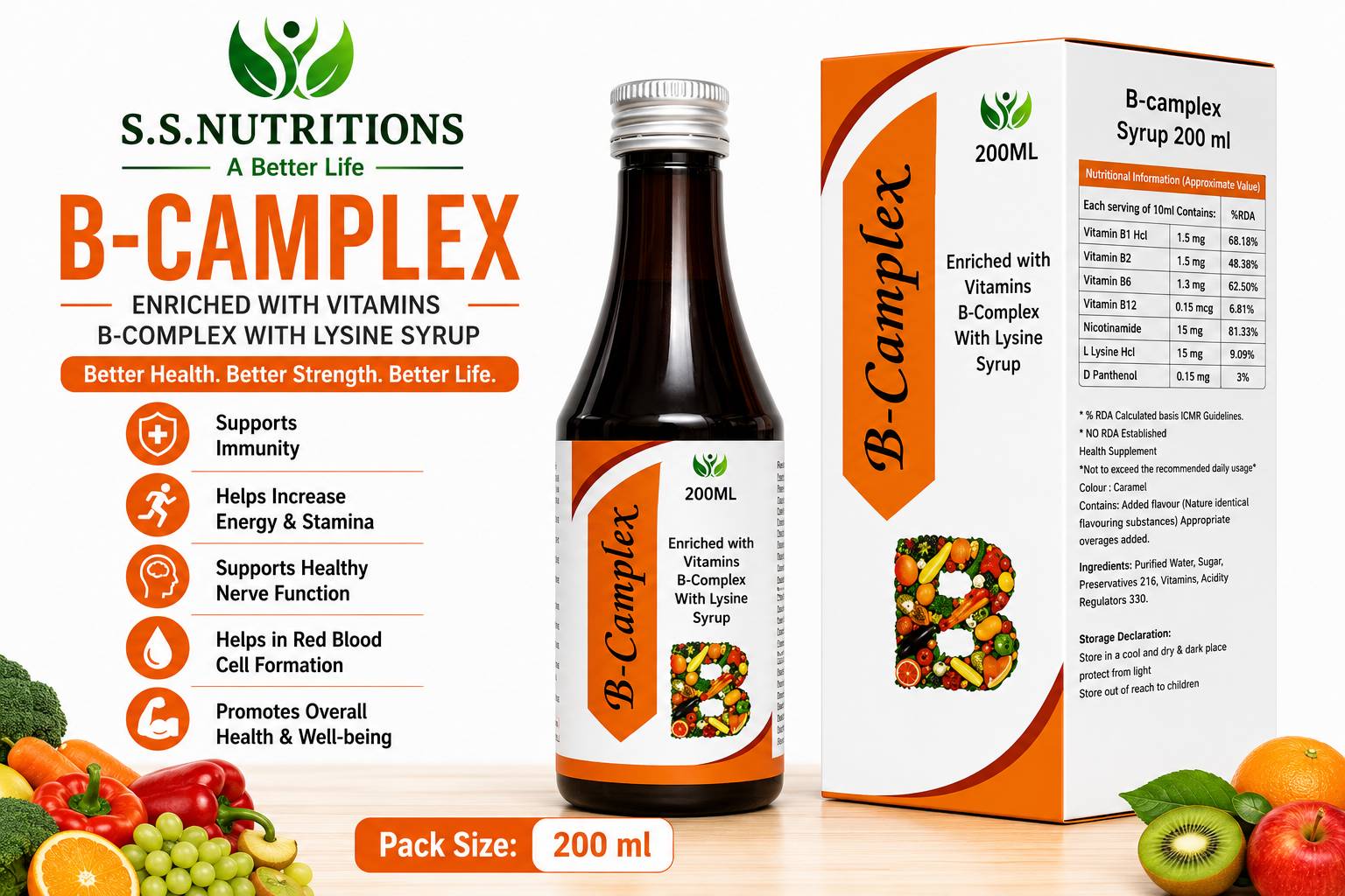 B-Camplex, B Complex Syrup Bottle - 200ml