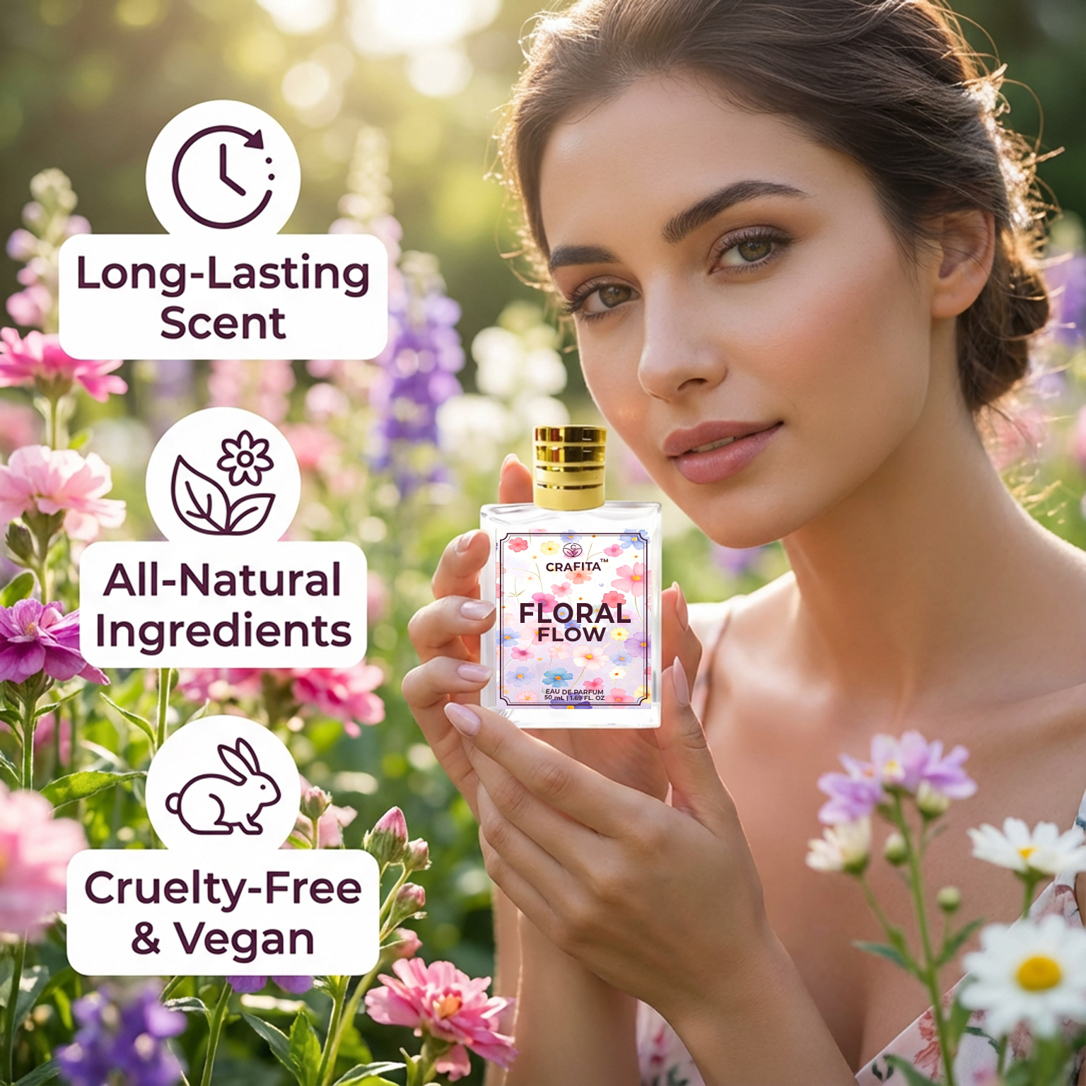 Floral Flow Elegant Perfume for Women | Romantic & Long-Lasting Floral Fragrance | Premium Eau de Parfum for Daily & Party Wear | Luxury Gift-Ready Womens Scent 50mL view 2