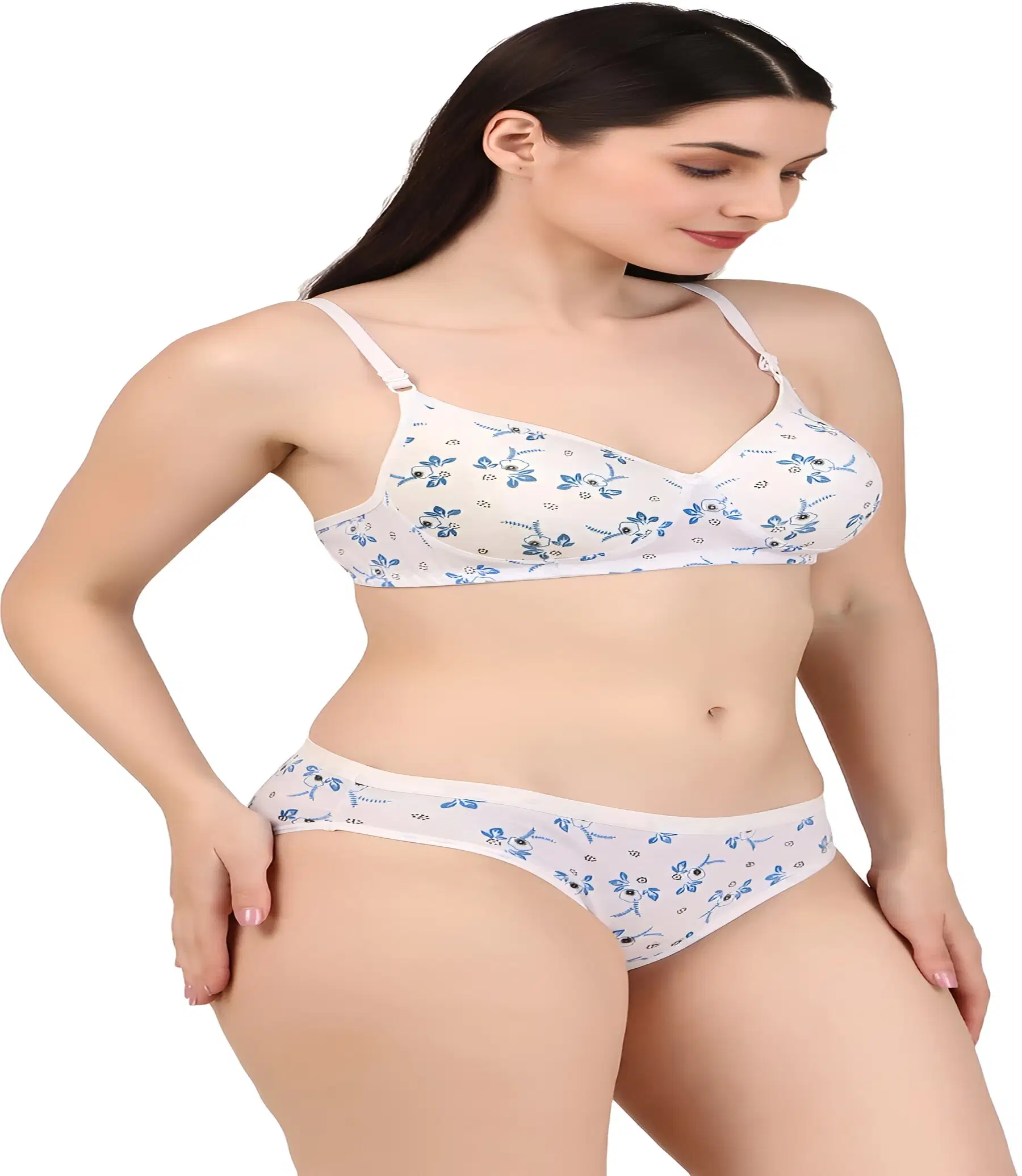 SLINGKINI Pack of 1 Cotton Blend Bra & Panty Set For Women ( White ) view 2