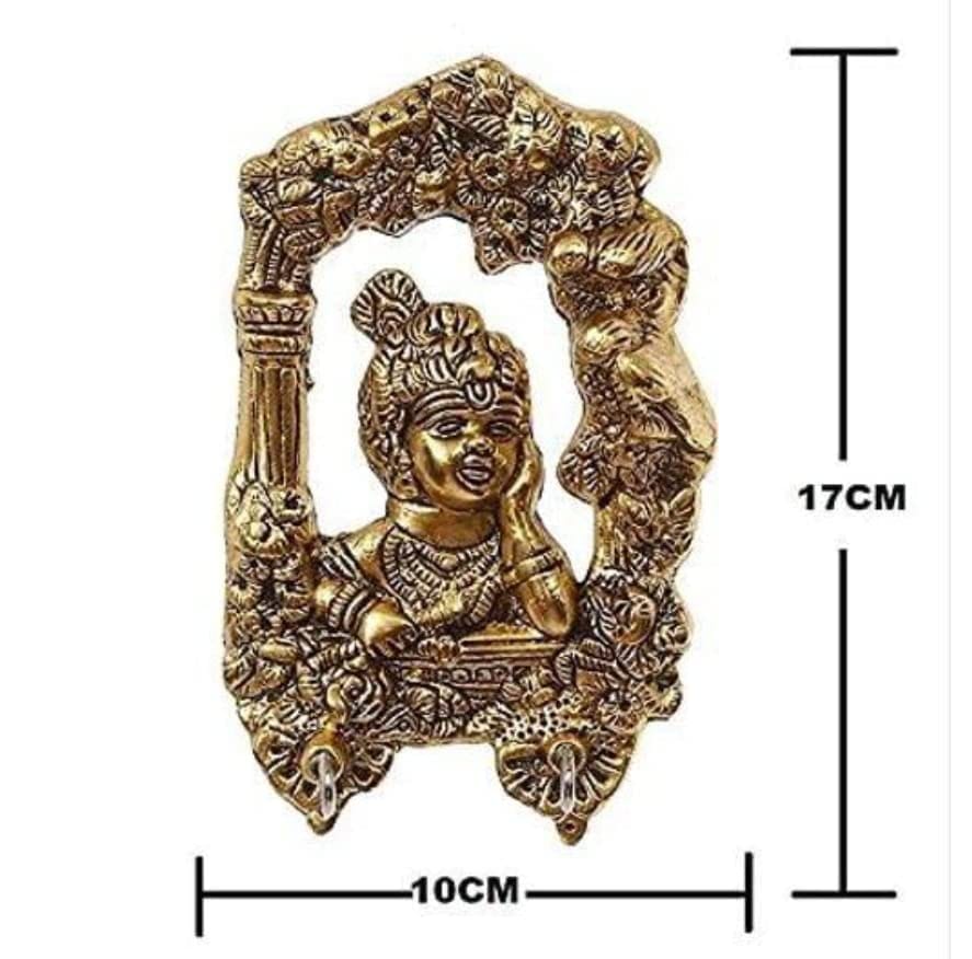 Metal Bal Gopal Framed Baal Krishna with 2 Hooks Religious Wall Decoration Showpiece. view 2