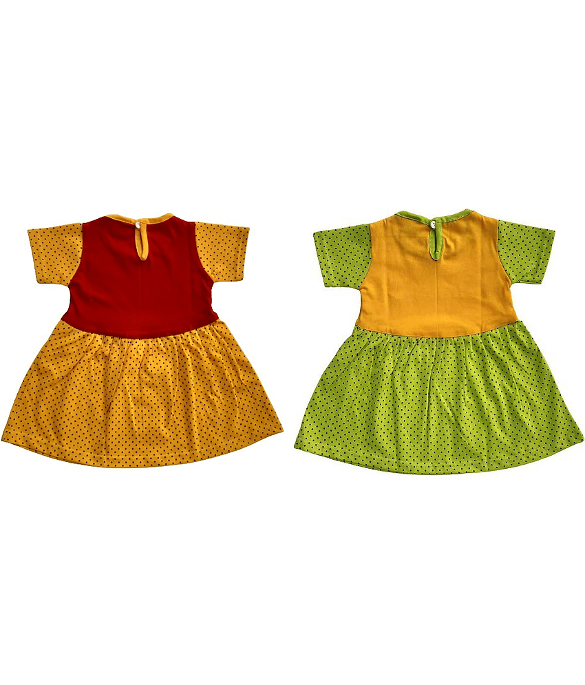 TRITI Baby Girls Cotton Blend Frocks ( Red & Green ) view 2