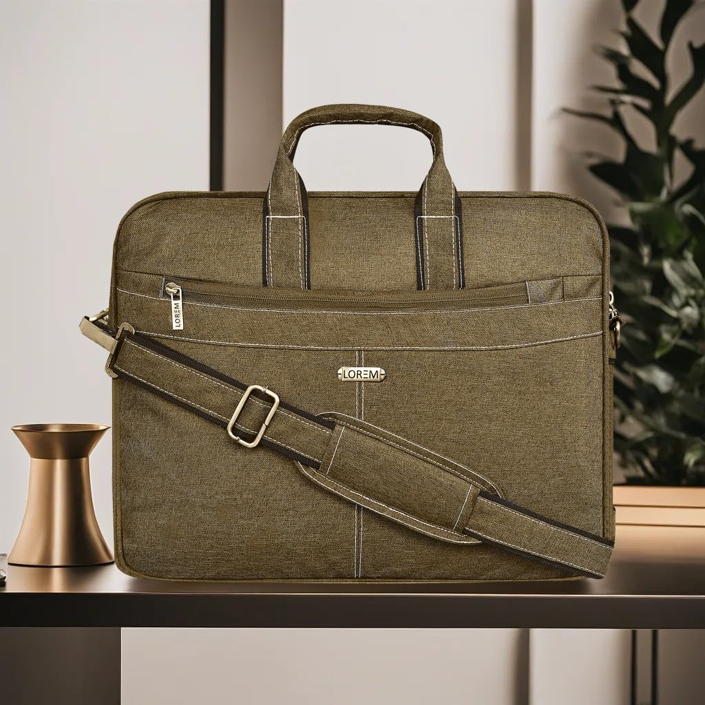 LOREM Tan Color Faux Leather 10L Laptop Messenger Bag For Men & Women BG14 view 2