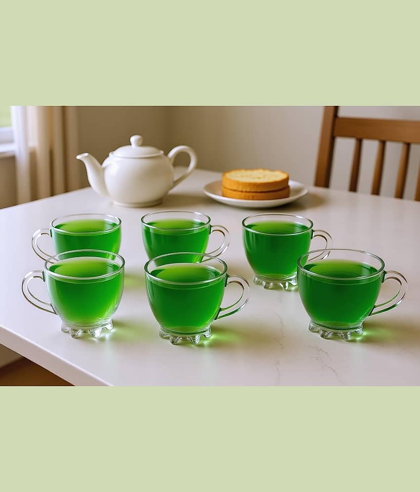 R.R.V. International 6 GLASS CUPS WITH STAND Solid Borosilicate Tea Cup 150 ml ( Pack of 1 ) view 2