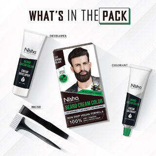 Nisha Beard Colour for Men Brown Black (40 g) | No-Stain, Ammonia-Free Formula with 100% Grey Coverage in 10 Minutes view 2