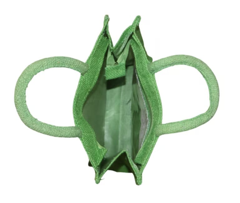 Green Jute Bag with Lace Detail - Eco-Friendly Tote view 2