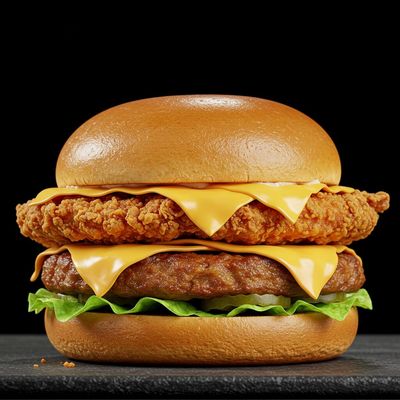 Crispy Chicken with Cheese Burger