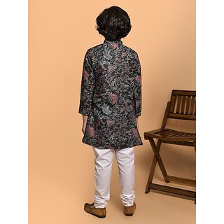 PrintCultr Boys Festive & Party Kurta and Pyjama Set (Black) view 2