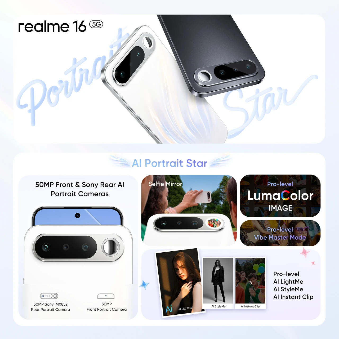 REALME 16 5G (Air White, 8GB RAM, 256GB Storage) view 2