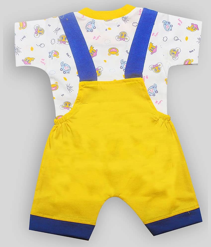 INFANT - Yellow Cotton Blend Dungaree Sets For Baby Boy,Baby Girl ( Pack of 1 ) view 2
