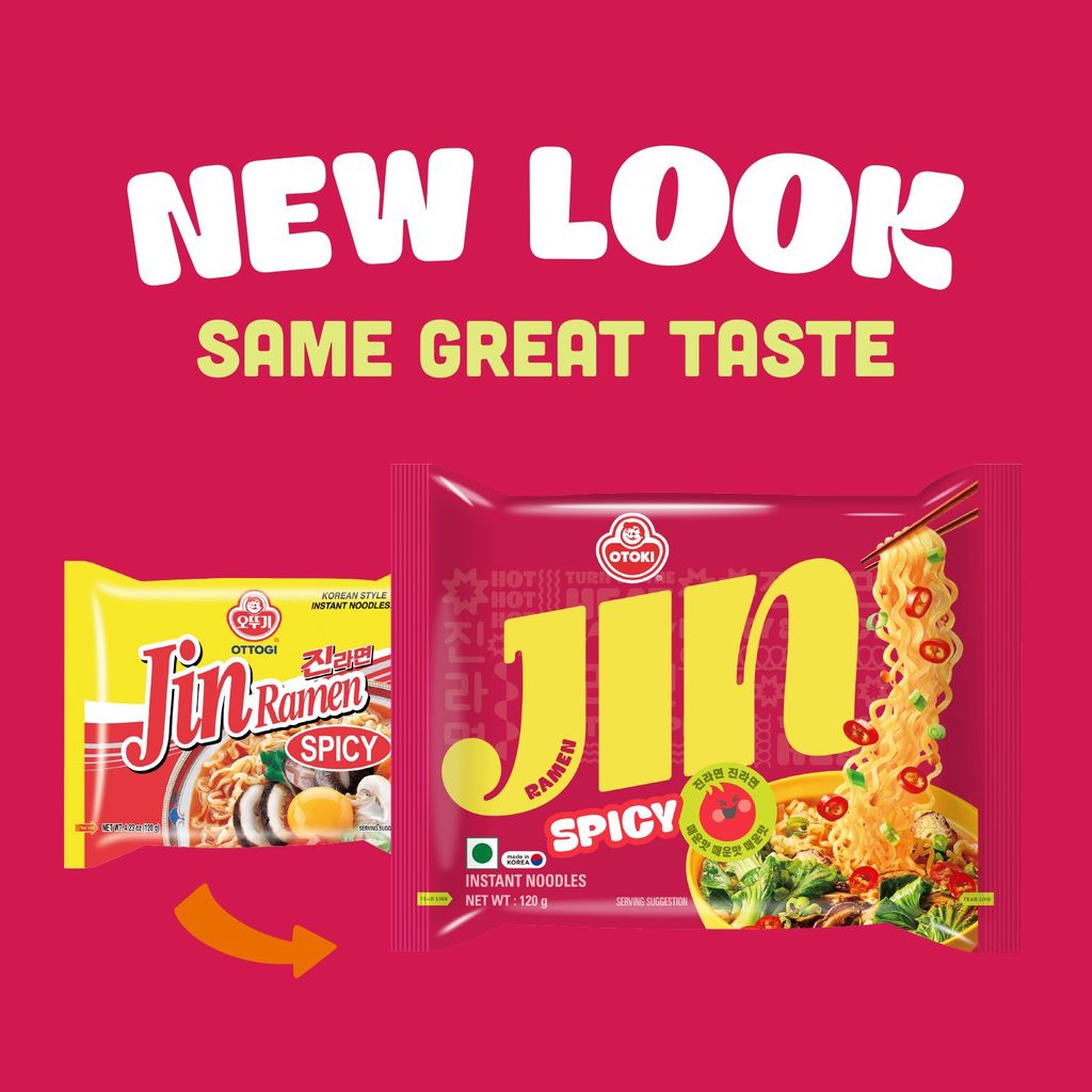 OTOKI Jin Ramen Korean-Style Instant Noodles Spicy Flavor 120g, Vegetarian, Pack of 1, The Product of Korea (Imported) view 2