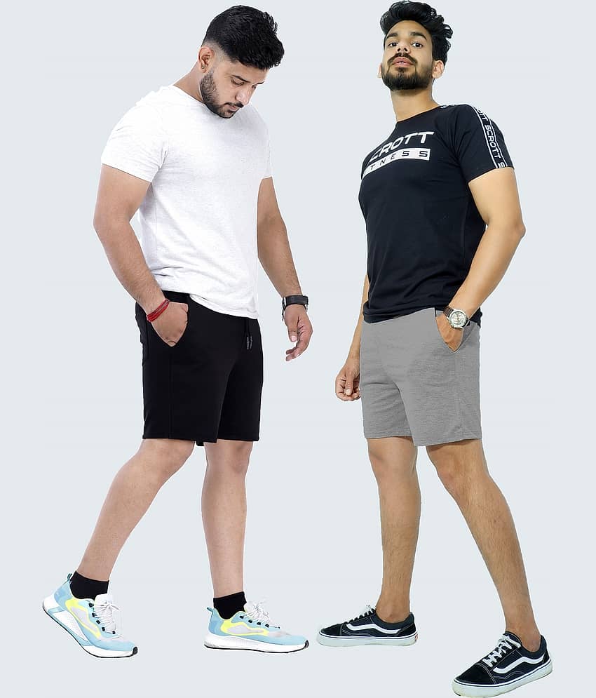 Scrott Fitness - Multicolor Cotton Blend Men's Shorts ( Pack of 2 ) view 2