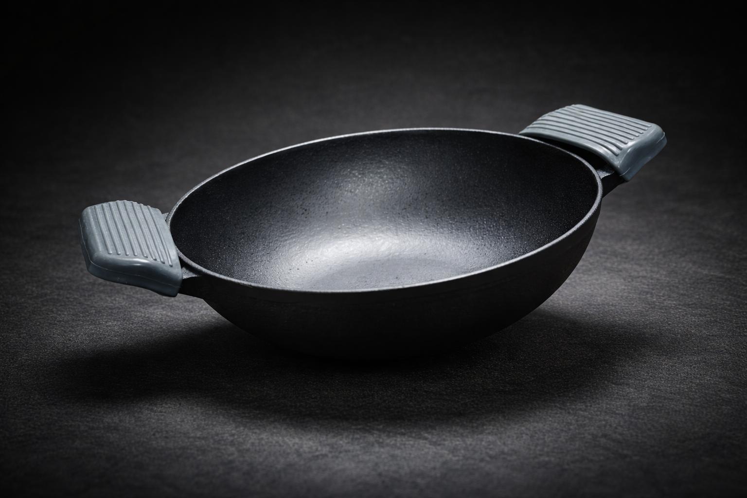 Granny Kitchen Cast Iron Kadai with Silicone Grip Handles | Pre-Seasoned view 2