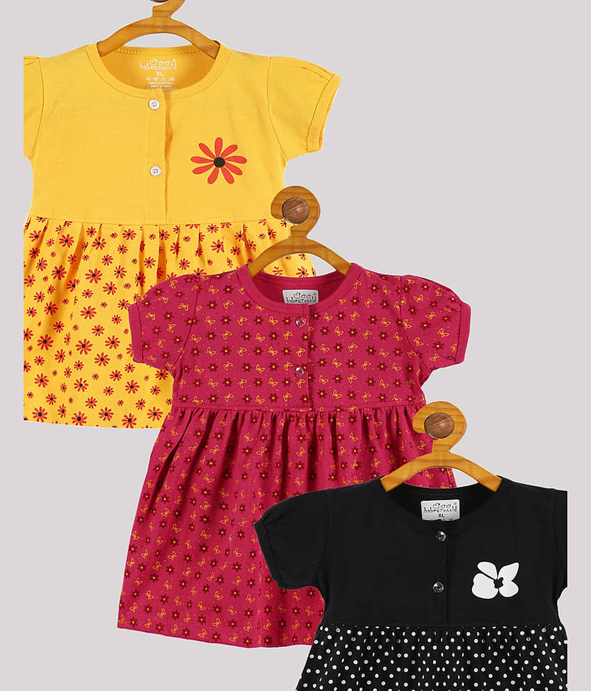 Babeezworld Pack of 3 Baby Girls Cotton Frock ( Multi ) view 2