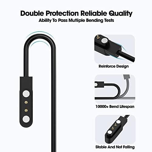 USB all types smartwatch charger cable for Boat Xtend,boat storm, W26 W26+ W26m W55+, Noise ColorFit Pulse, Colorfit Ultra/Ultra 2, All 2 Pin Watch (Cable Only view 2