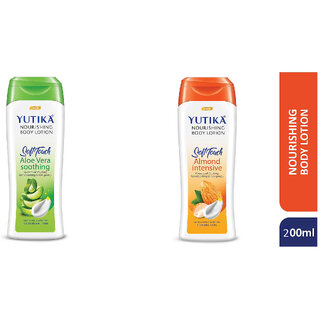 Yutika Nourishing Soft Touch Body Lotion Almond + Aloevera Intensive 200ml Pack Of 2