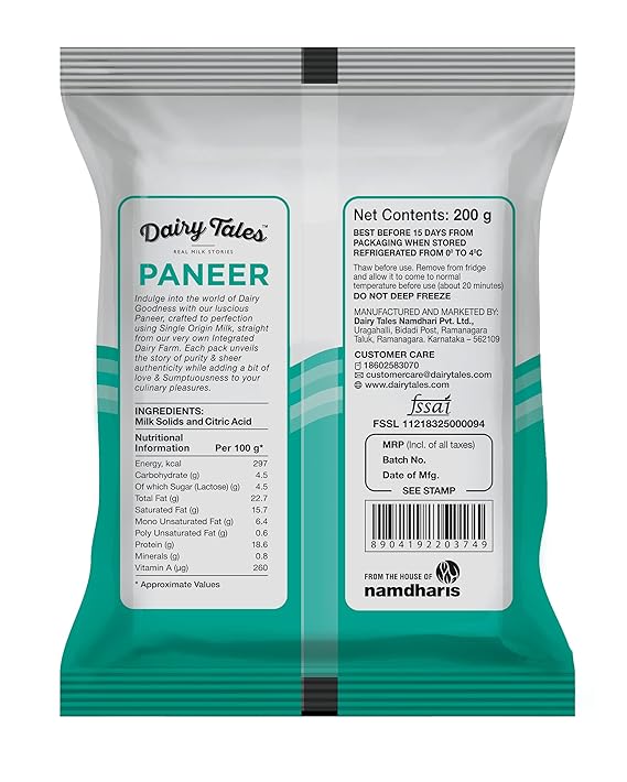 Dairy Tales Fresh Packed Paneer, 200 Gm view 2